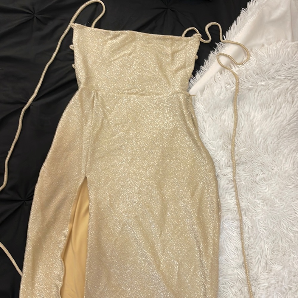 BABYBOO fashion Miley gold sparkle maxi dress